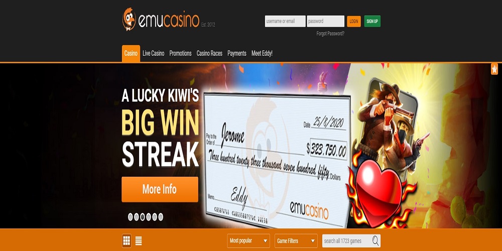 официальный сайт EMU Casino $5