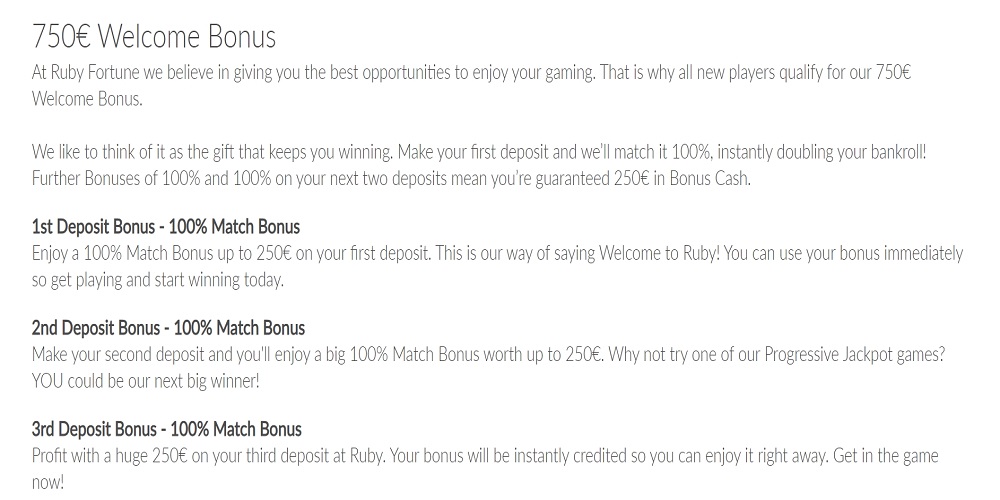 Ruby Fortune Casino Bonus