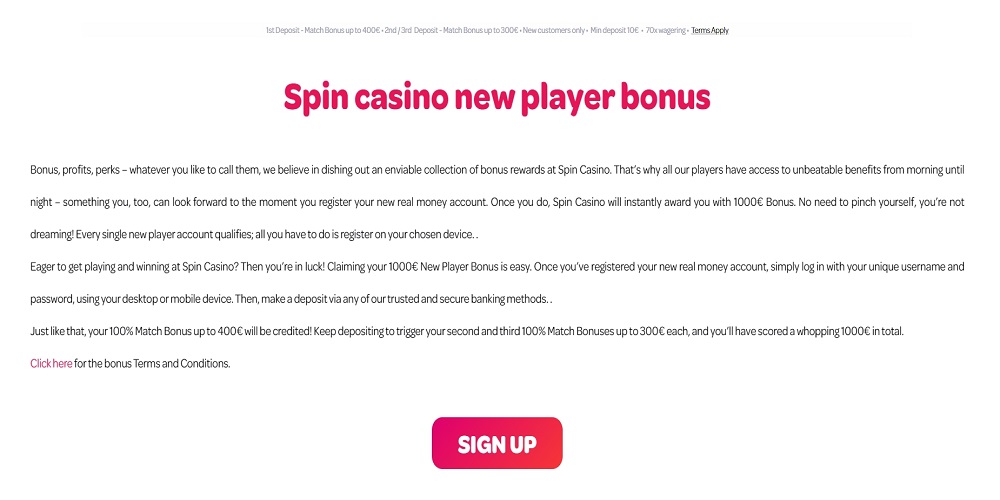 Spin Casino Bonus